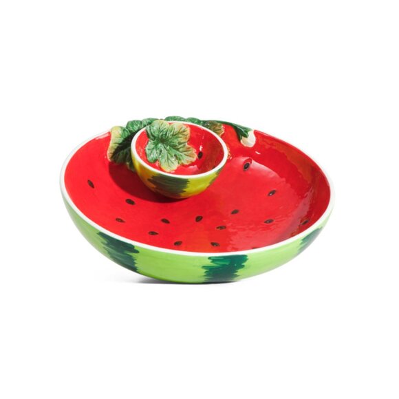 CORNER RUBY Red Multi Watermelon Chip And Dip Plate - Picture 1 of 1